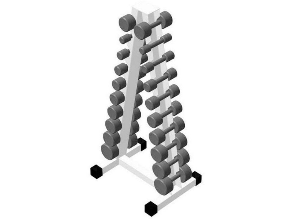 Пирамида для 10 пар профессиональных гантелей (ширина гребенки 100 мм) Pioner A12223