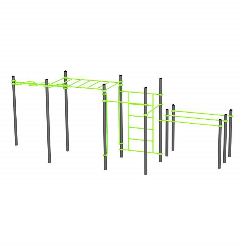 Воркаут (рукоход змеевик и клас., швед стенка, 2 перекладины, брусья двойные)  Pioner A17522