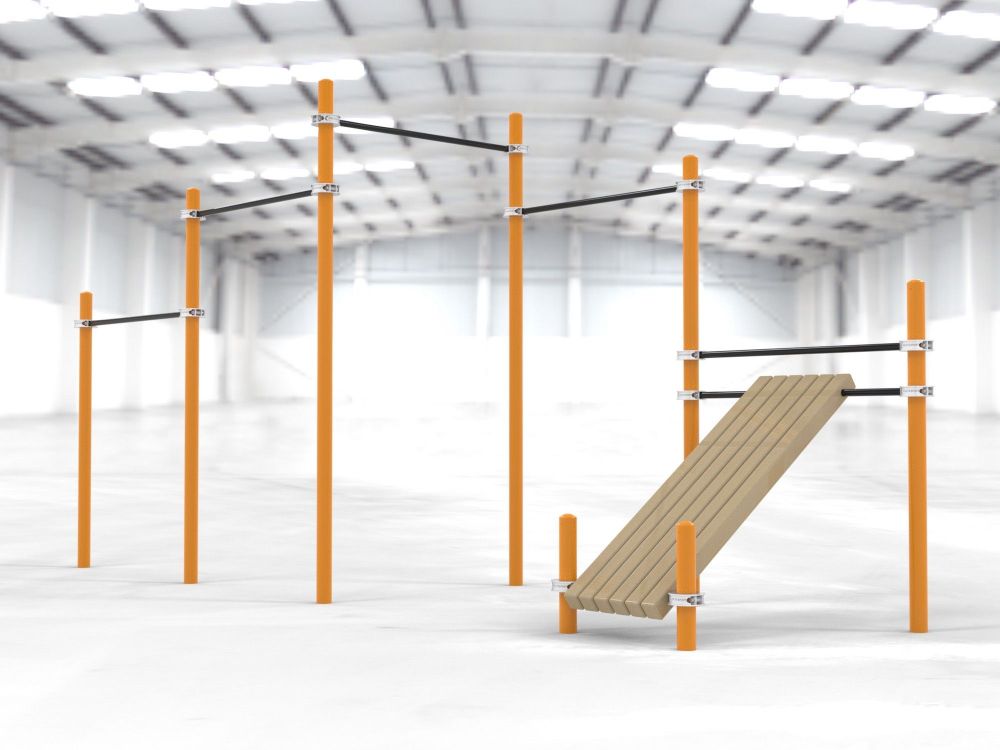 Каскад турников со скамьей для пресса Воркаут  SP WRK-12_76mm Pioner A16769