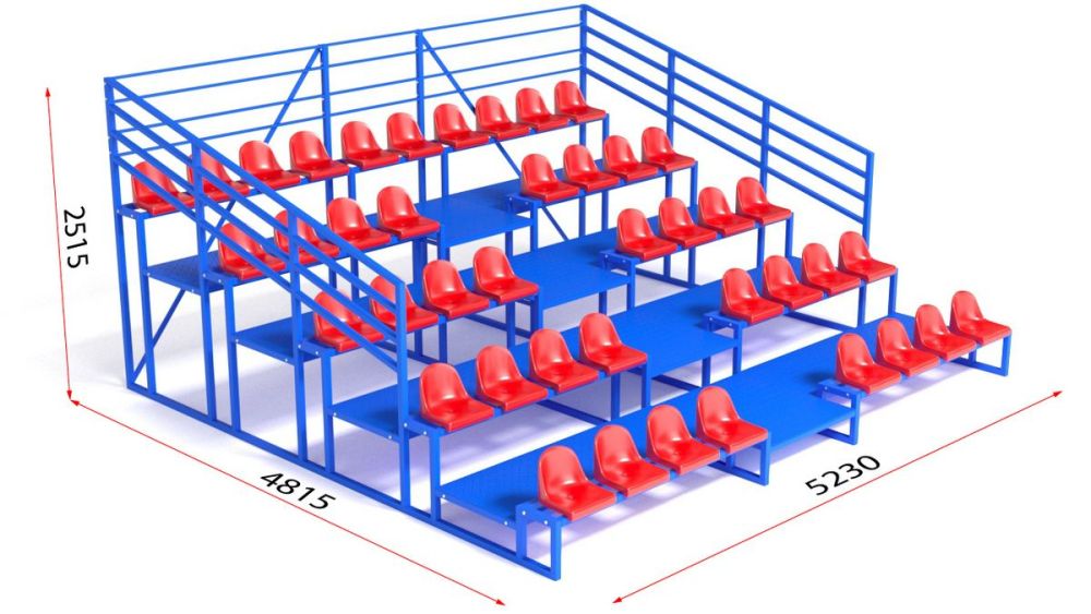 Трибуна с сидениями, пятирядная, с ограждением  Pioner A13598