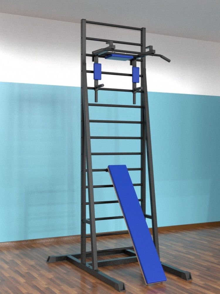 Шведская стенка напольная разборная  с брусьями 3 в 1 и доской Pioner A16195