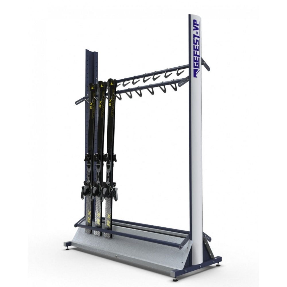 Стеллаж Премиум для горных лыж, двухсторонний с вешалкой 219х215х67см  GLVPD-34