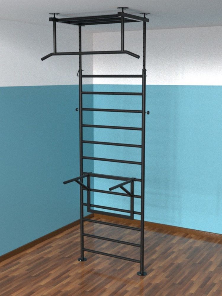 Шведская стенка враспор с регулировкой высоты  с брусьями  Pioner A16162