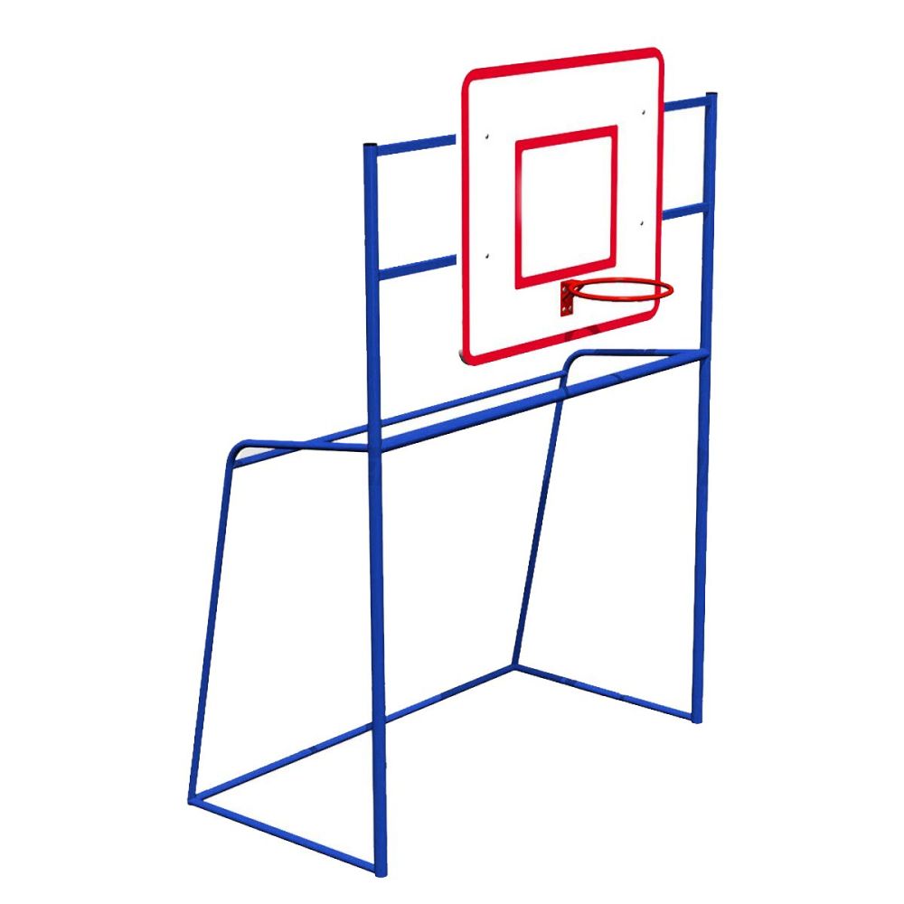 Ворота мини-футбольные детские с баскетбольным щитом из фанеры и кольцом Pioner A14421