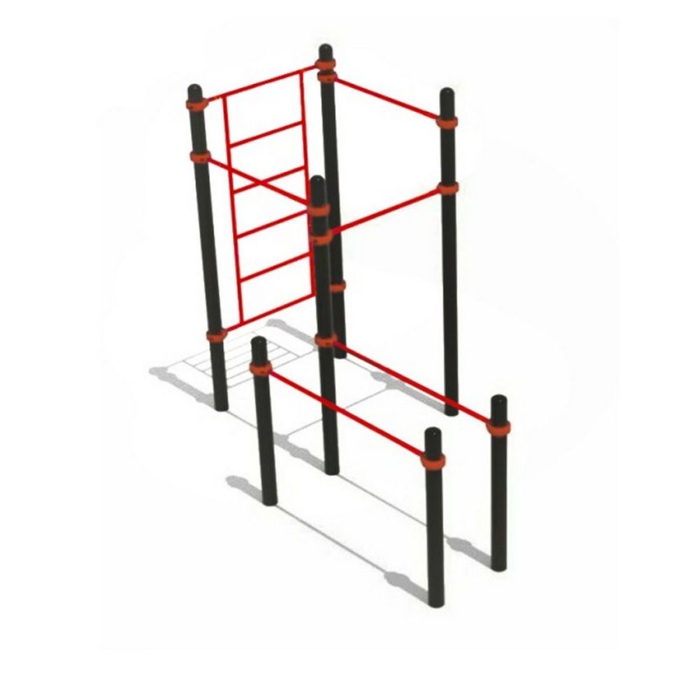 Шведская стенка, 3 перекладины и брусья  круглый профиль  Pioner A15929